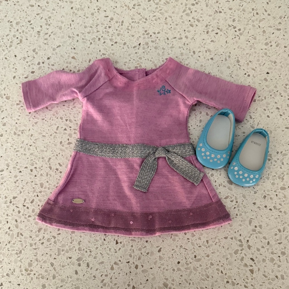American Girl Truly Me Lilac Dress and Shoes